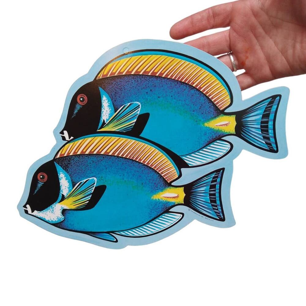 Vintage Tropical Fish Luau Party Die Cut Paper Decoration Beistle 1985 Blue Tang